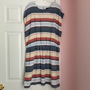Gap Striped Linen Cinched Waist Dress